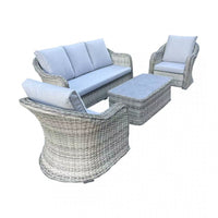 Thumbnail for Grey Rattan Garden 3 Seater Sofa Set with Coffee Table