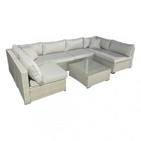 Thumbnail for Grey Rattan Outdoor Garden Corner Sofa Set with Coffee Table