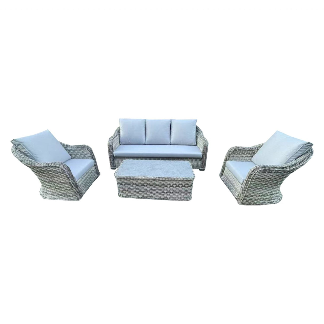 Grey Rattan Garden 3 Seater Sofa Set with Coffee Table - Home On Trend Interiors