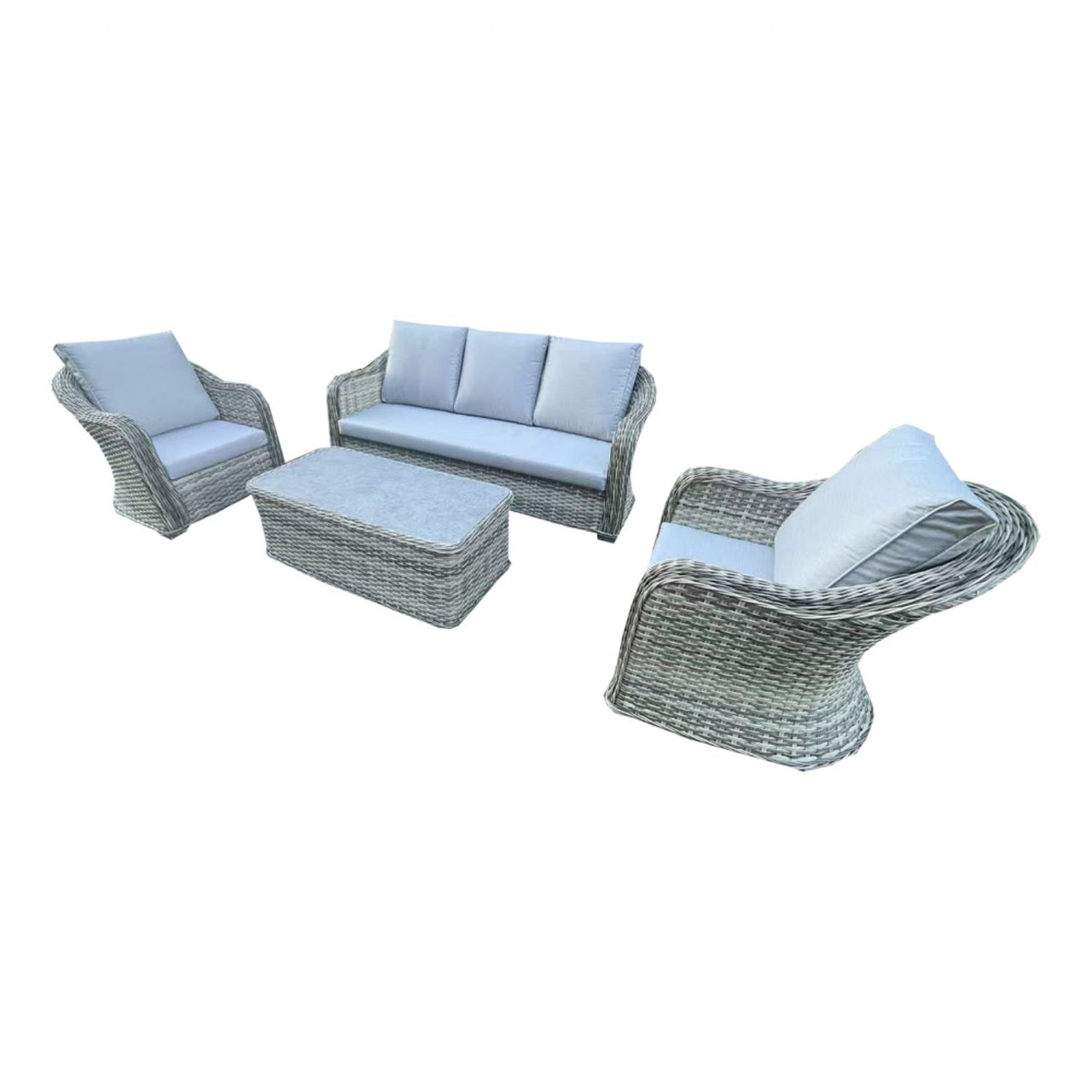 Grey Rattan Garden 3 Seater Sofa Set with Coffee Table - Home On Trend Interiors