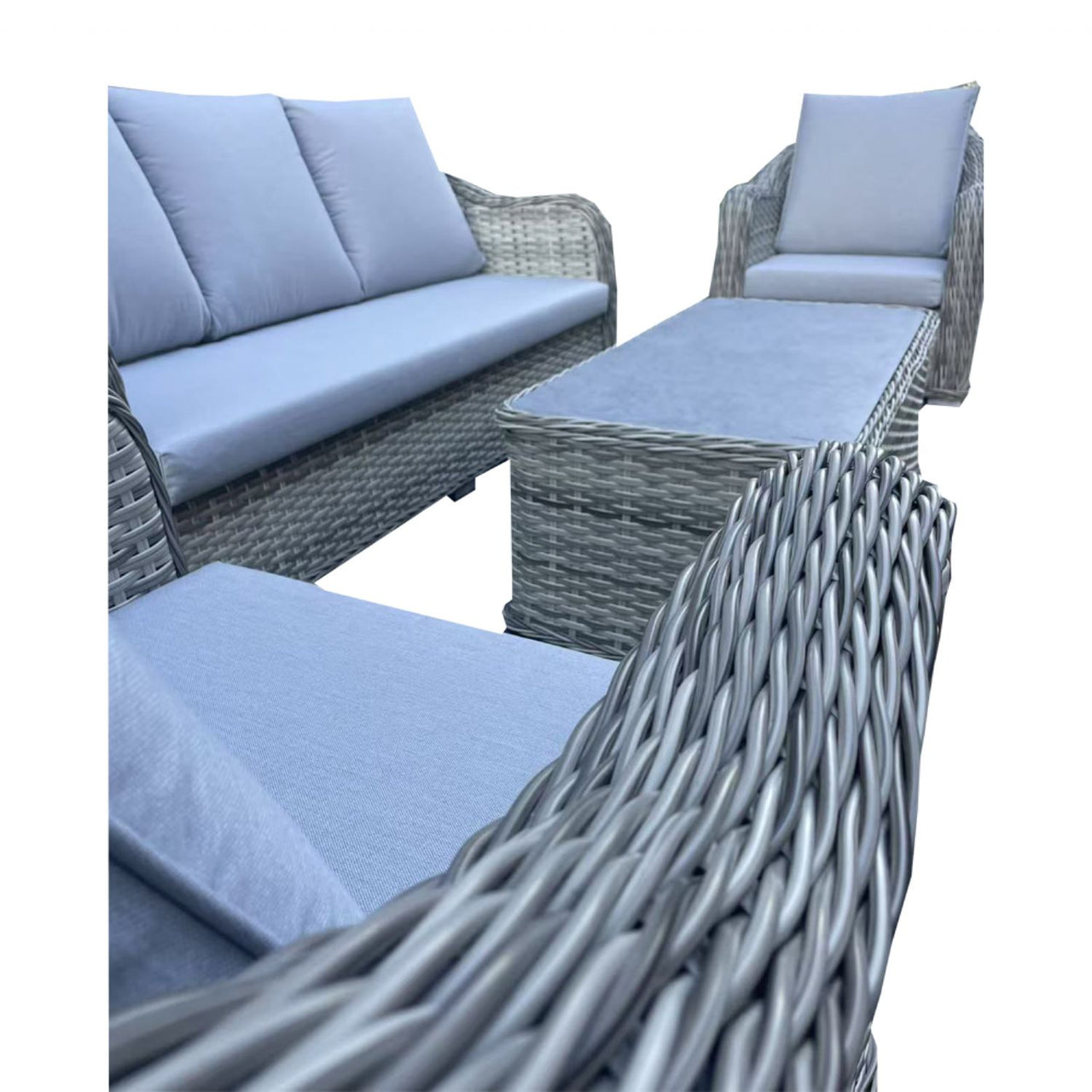 Grey Rattan Garden 3 Seater Sofa Set with Coffee Table - Home On Trend Interiors